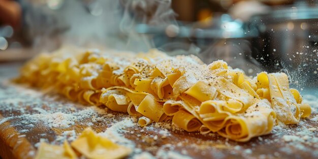 Foto pasta classica sullo sfondo della cucina dieta e concetto alimentare