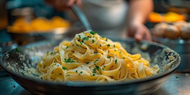 クラシックなパスタ 料理の背景 ダイエットと食事のコンセプト