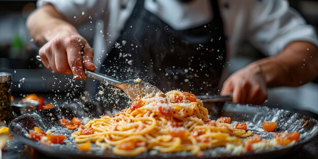 クラシックなパスタ 料理の背景 ダイエットと食事のコンセプト