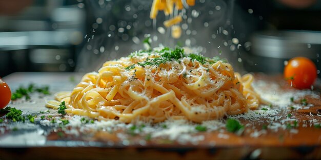 クラシックなパスタ 料理の背景 ダイエットと食事のコンセプト