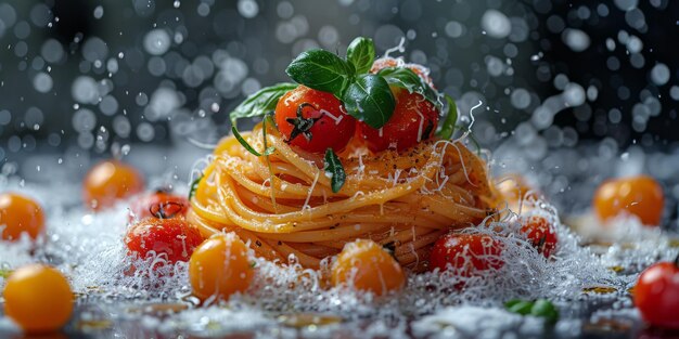 クラシックなパスタ 料理の背景 ダイエットと食事のコンセプト