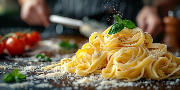 クラシックなパスタ 料理の背景 ダイエットと食事のコンセプト