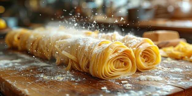 Foto pasta classica sullo sfondo della cucina dieta e concetto alimentare