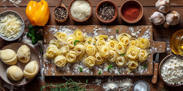 Классические макароны на кухонном фоне диета и концепция еды