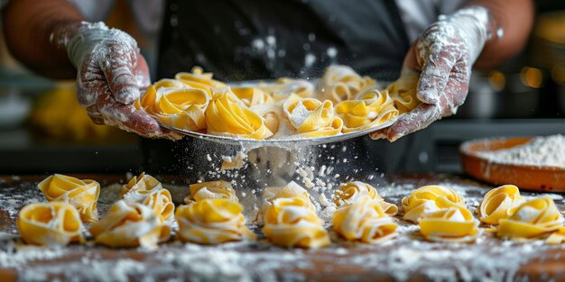 Foto pasta classica sullo sfondo della cucina dieta e concetto alimentare