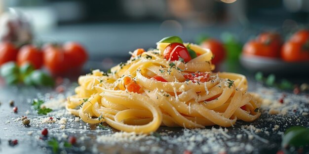 クラシックなパスタ 料理の背景 ダイエットと食事のコンセプト