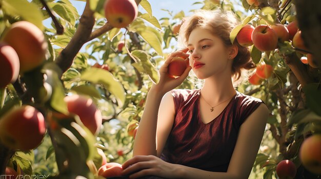 Classic photo of peaches in a sunny Georgian orchard