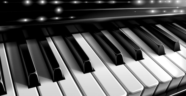 사진 흰색 및 검은색 건반이 있는 클래식 피아노 건반 ai 생성 이미지