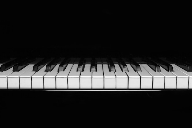 Classic piano keyboard on black background