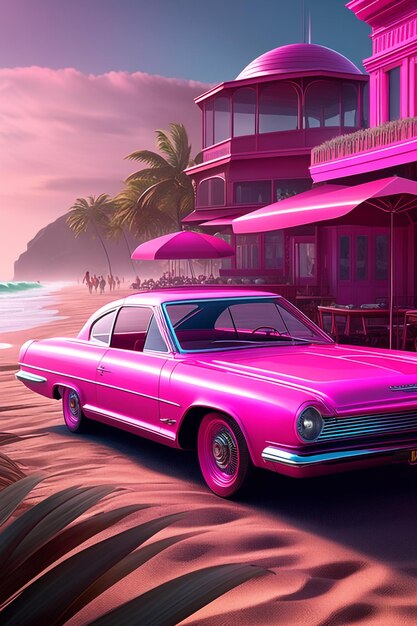 Classic pink car background