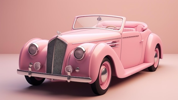 Classic pink car in pink style