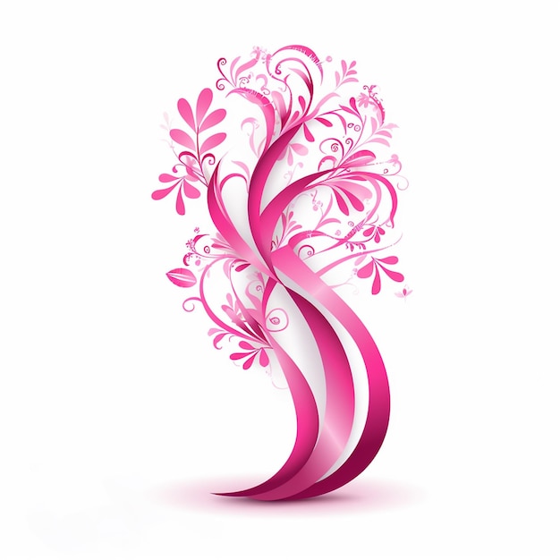 Classic pink ribbon on white background timeless and classic