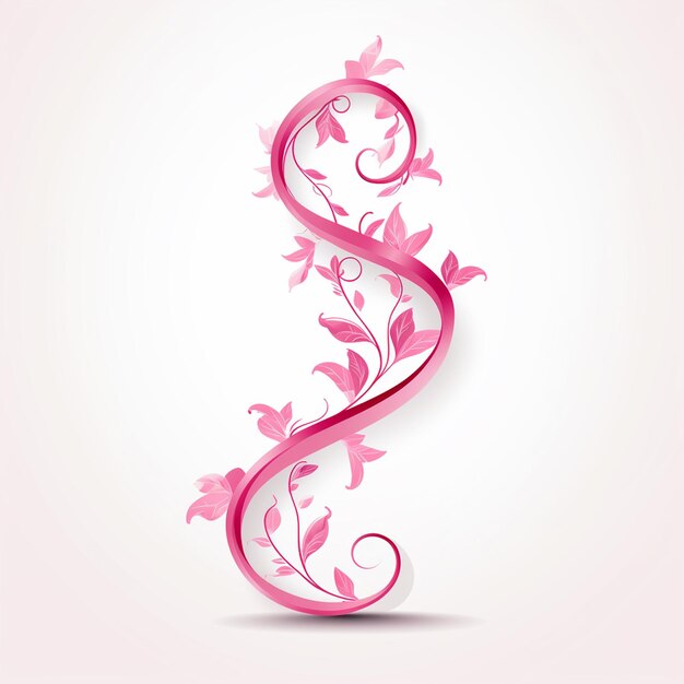 Classic pink ribbon on white background