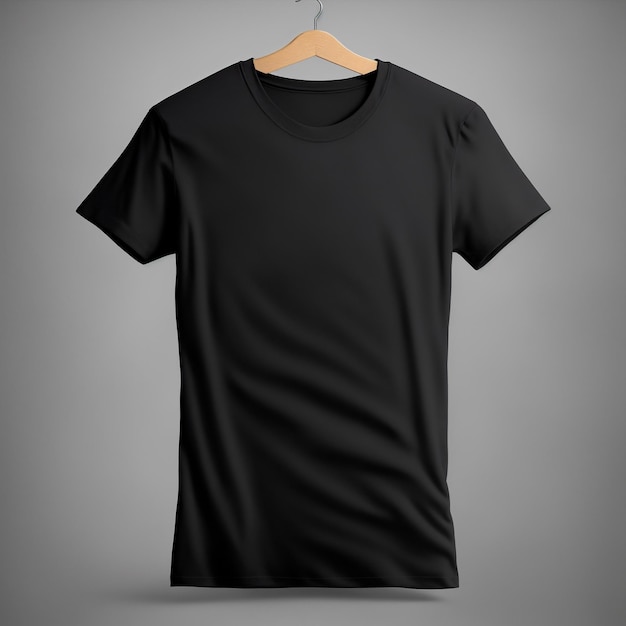 A classic plain black tshirt mock up