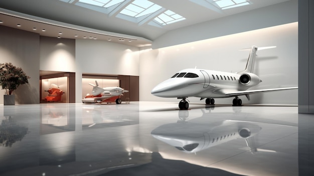 Photo a classic plane showroom interior with a white wall car showroom wall mockup hd 1080