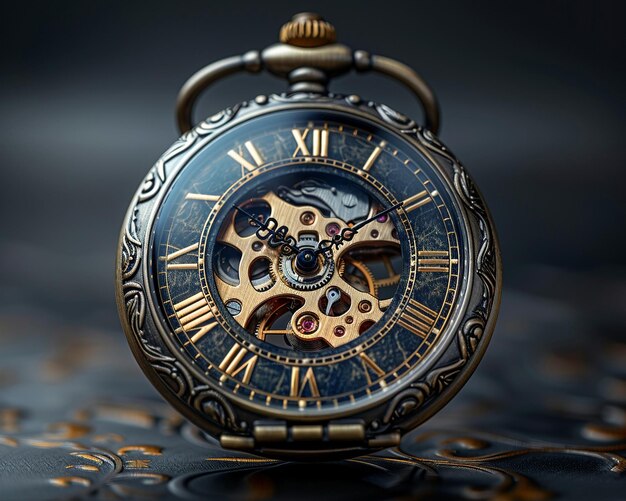 Classic pocket watch on dark background