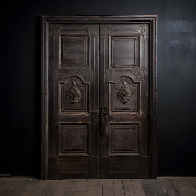 Classic Portal Vintage Dark Wooden Door