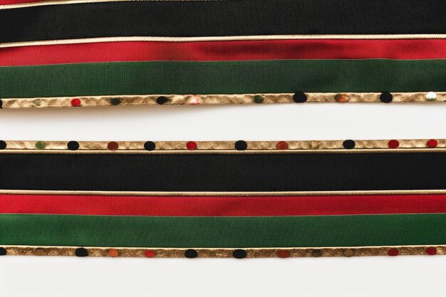 Classic red and green striped christmas border with pops of gold against black or white background