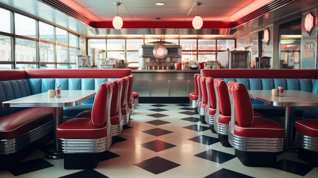 Photo a classic retro diner with vintage vinyl booths