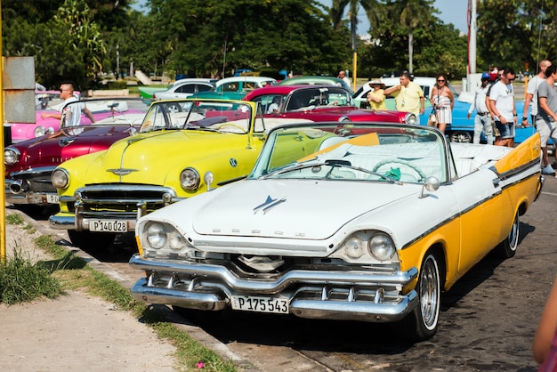 Classic retro vintage car in old havana cuba