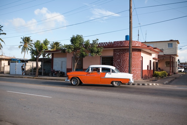 Classic retro vintage car in old havana cuba 