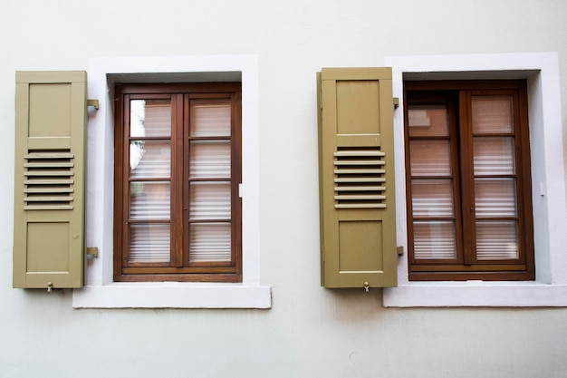 Classic retro vintage window on wall of house in Ladenburg town at Badenwurttemberg Germany