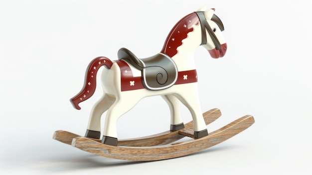 Classic Rocking Horse On White Background