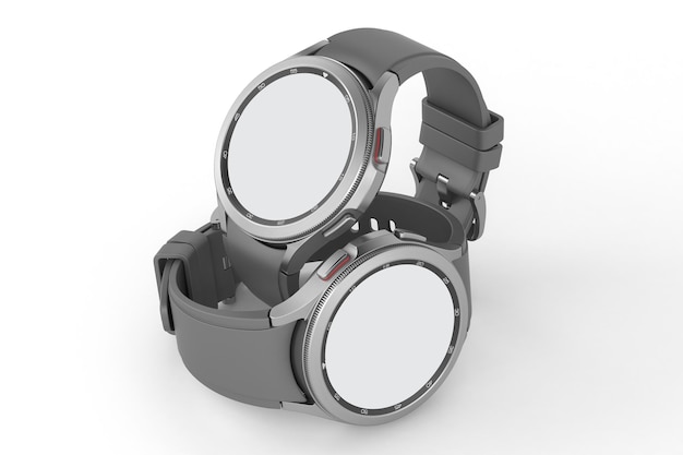 Classic Round Smart Watches Left Side In White Background