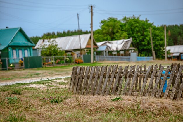 A classic Russian village with wooden houses