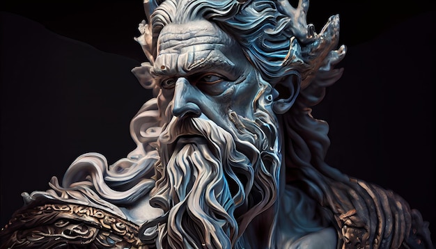 Classic sculpture of Poseidon or its Greek equivalent Neptune generative ai