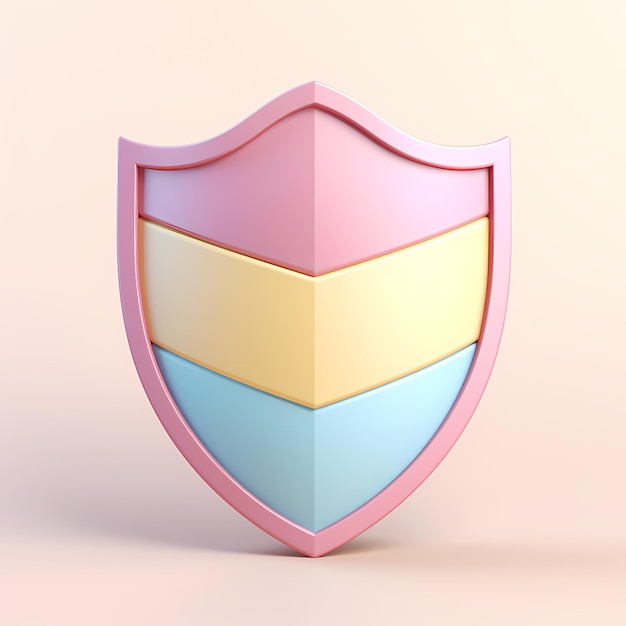 classic shield isometric 3d soft pastel colors