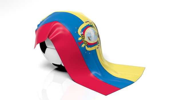 사진 그것에 에콰도르의 국기와 함께 클래식 축구공
