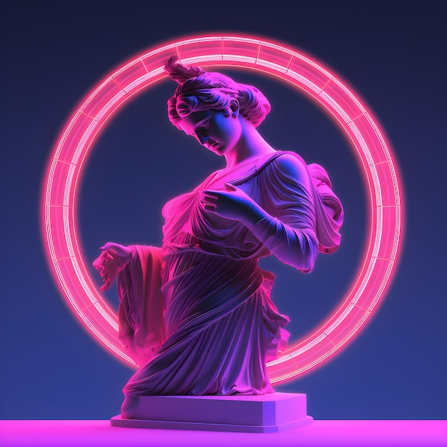 Классическая концепция фона статуи Фон в стиле Vaporwave Классическое искажение цвета скульптуры