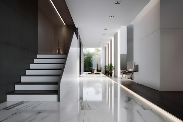 Classic style hallway interior in luxury house AI generated