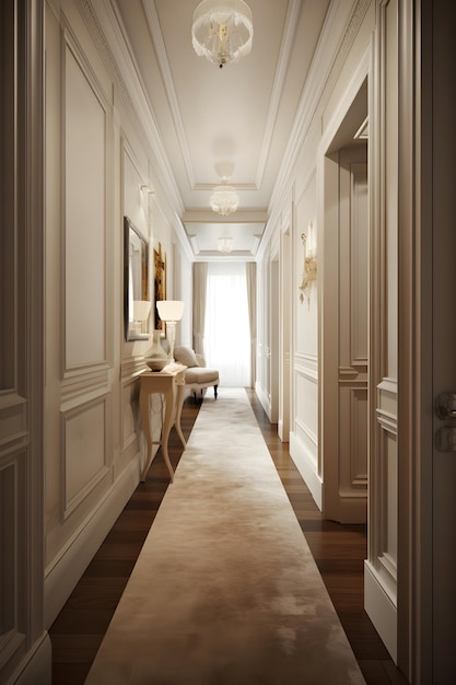 Classic style hallway interior in luxury house Generative AI