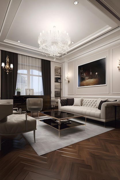 Classic style interior of living room in luxury house Generative AI