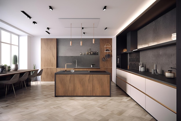 Classic style kitchen interior in luxury house AI generated