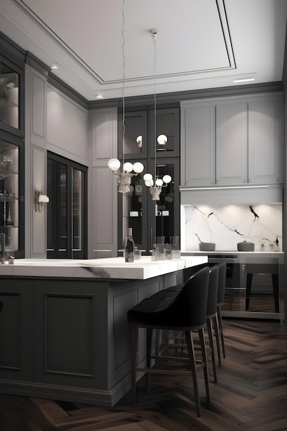 Classic style kitchen interior in luxury house Generative AI