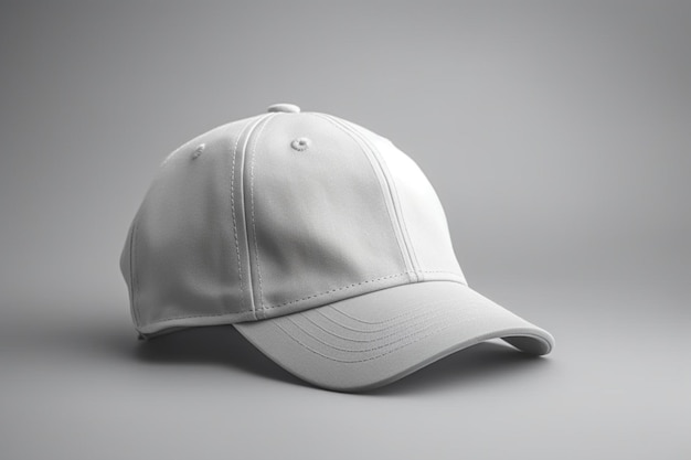 Classic Style Realistic White Cap Mockup with Light Gray Background