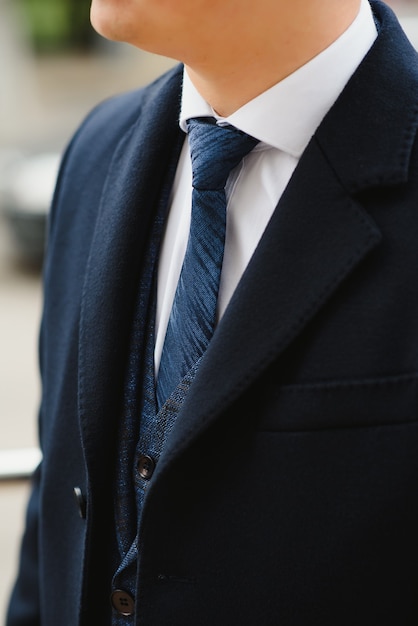 Photo classic suit on a man close up