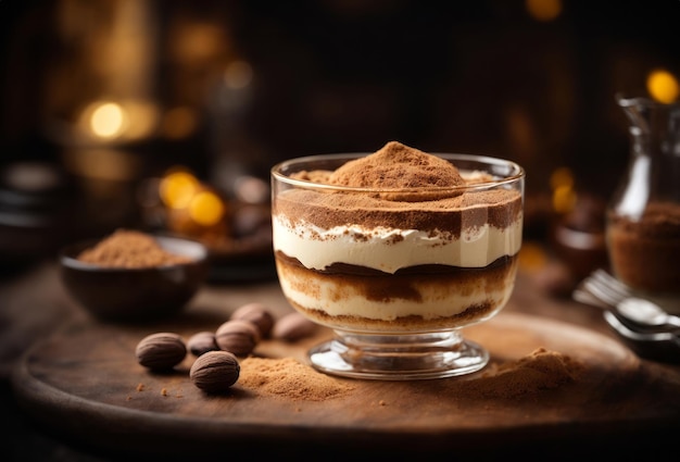 Classic tiramisu dessert in elegant presentation