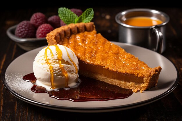 A classic treacle tart with a side of clotted cream