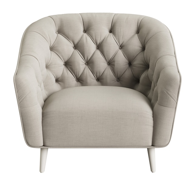 Classic tufted armchair isolated on white background