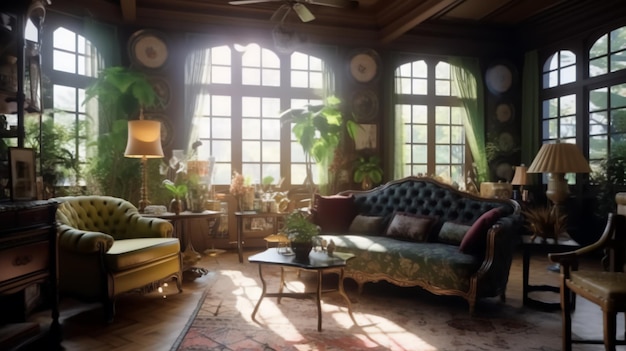 classic vintage house interior daylight