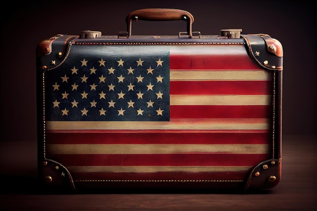 Classic vintage luggage suitcase for travel Generative Ai