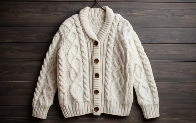 Classic White Background Wool Cardigan