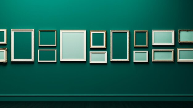 Photo classic white frame on green wall interior decoration