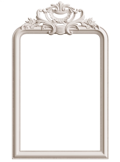 Classic white frame with ornament decor for classic interior isolated