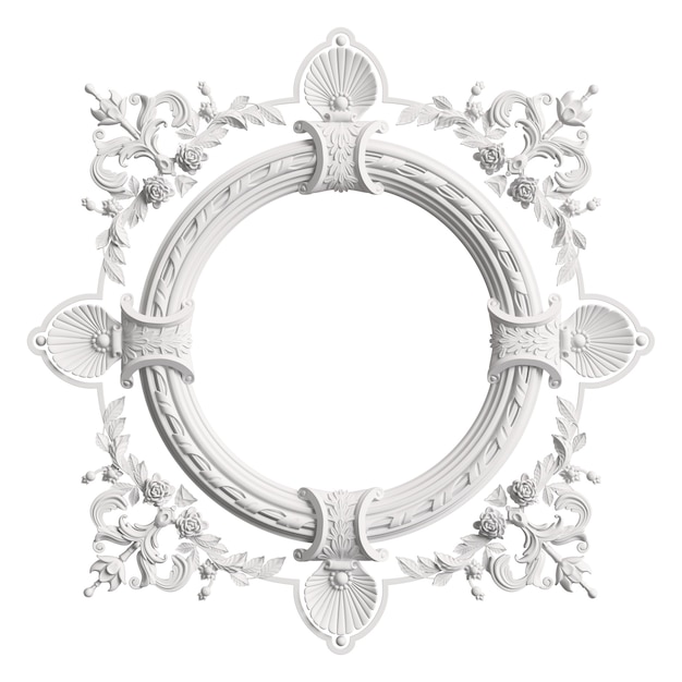 classic white frame with ornament decor isolated on white 