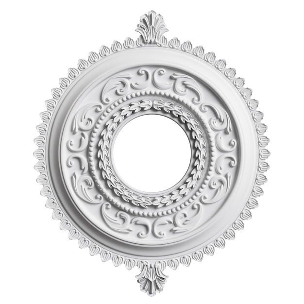 Photo classic white frame with ornament decor isolated